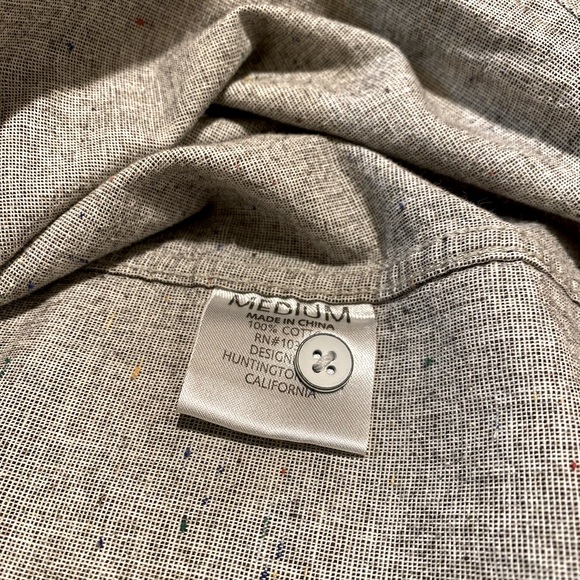 Light Heather Gray Cotton Button Up Shirt w/ Multi-Colored Nep Specks - Picture 6 of 6